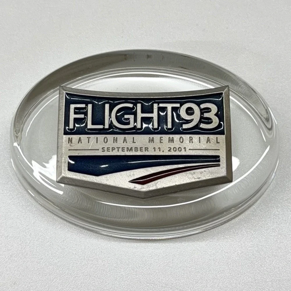 Flight 93 Natl Memorial Pewter Emblem Clear Oval Paperweight Heritage Pewter USA